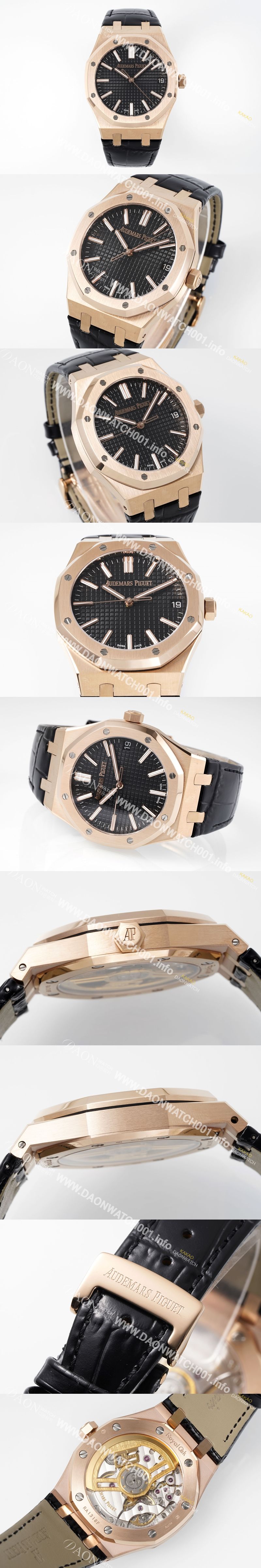 미러급 오데마피게 남성용 로얄오크 셀프와인딩 15510OR.OO.D002CR.02 18K 로즈골드 41mm 오토매틱 Cal.4302 무브먼트 블랙 와플 다이얼 aud6550 Ⅳ