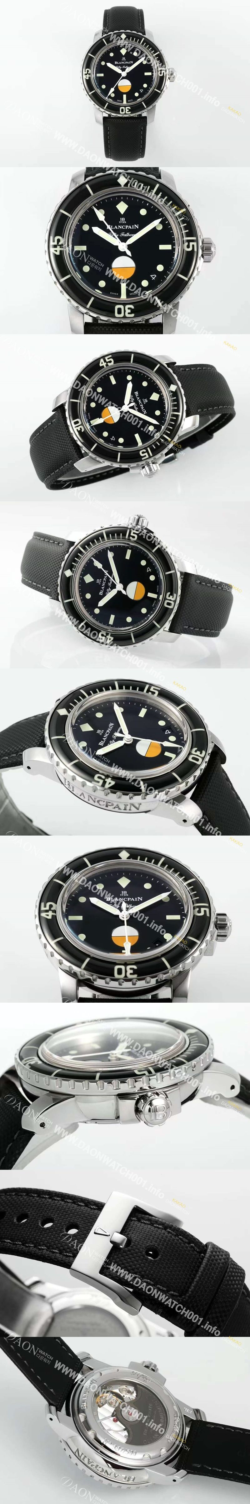 미러급 블랑팡 남성용 피프티 패덤즈 MIL-SPEC 캔버스 5008-1130-B52A 40mm 오토매틱 Cal.1151타입 블랙 다이얼 bla4212 Ⅳ