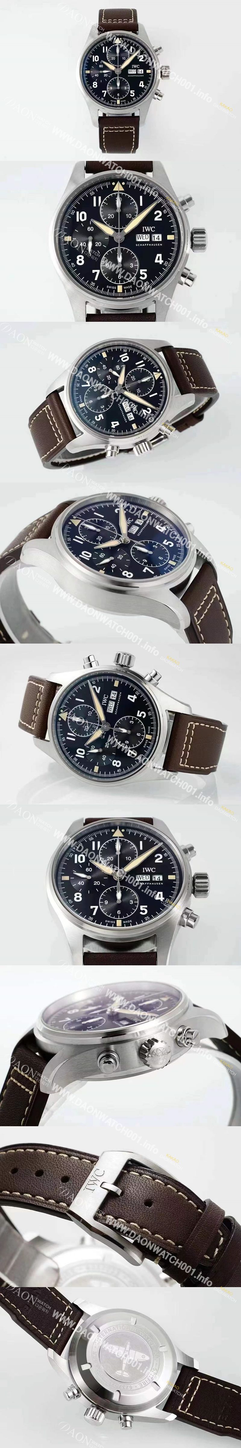 미러급 아이더블유씨 남성용 파일럿 워치 IW387903 스핏파이어 크로노그래프 43mm 오토매틱 무브먼트 블랙 다이얼 iwc4115 Ⅳ