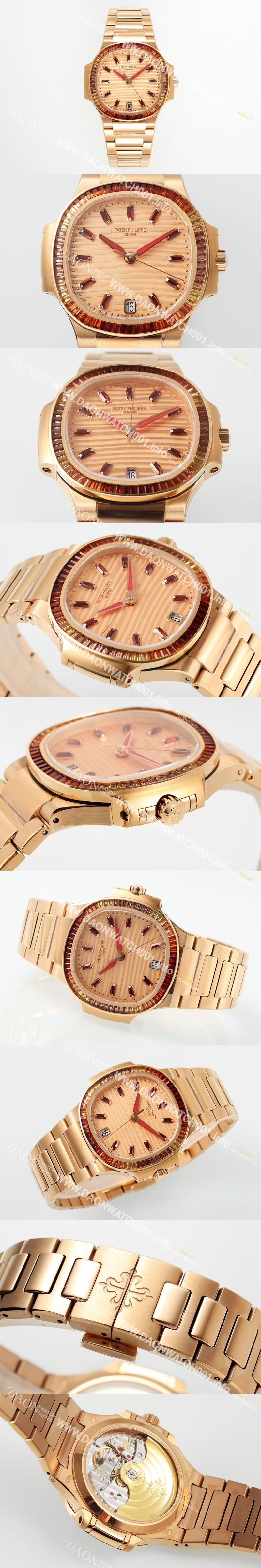 미러급 파텍필립 여성용 노틸러스 7118/1300R-001 스페사르 타이트 18k 로즈골드 오토매틱 Cal.324 S C타입 35.2mm 로즈골드 다이얼 pat2237 Ⅳ