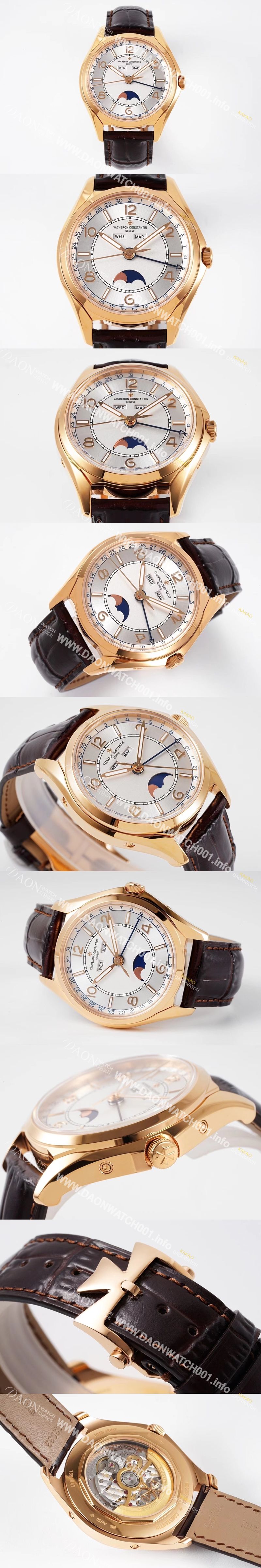미러급 바쉐론콘스탄틴 남성용 피프티식스 4000E/000R-B438 컴플리트 캘린더 문페이즈 18k 로즈골드 오토매틱 2460 QCL/1 무브먼트 실버 다이얼 vac1171 Ⅳ