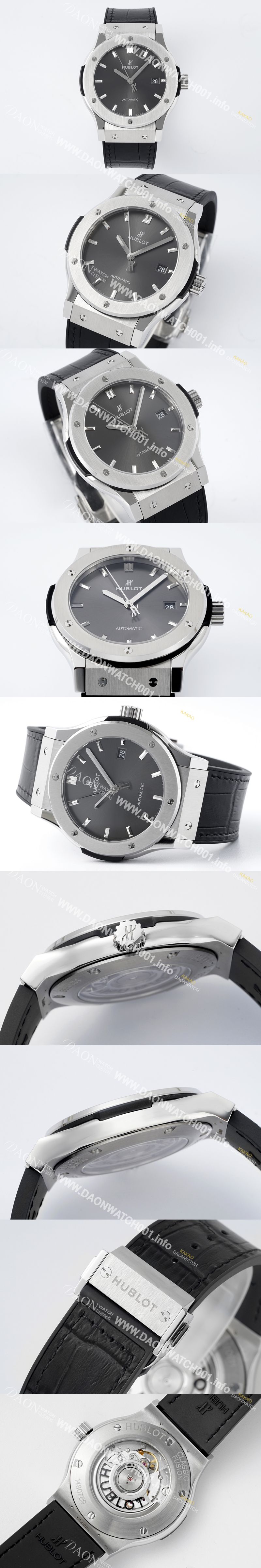 미러급 휴블렛 남성용 클래식 퓨전 542.NX.7071.LR 42mm 오토매틱 2892 타입 가죽/러버 믹스 그레이 다이얼 hub2137 Ⅳ