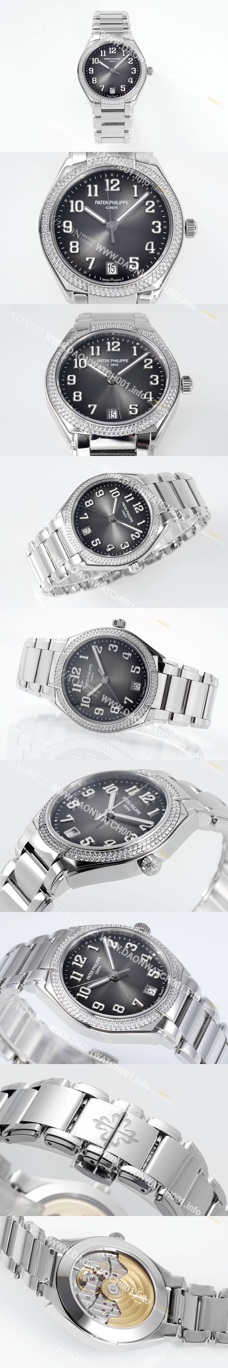 미러급 파텍필립 여성용 트웬티-포 티파니 7300/1200A-010 다이아몬드 36mm 오토매틱 Cal.324 타입 그레이 다이얼 pat2232 Ⅳ