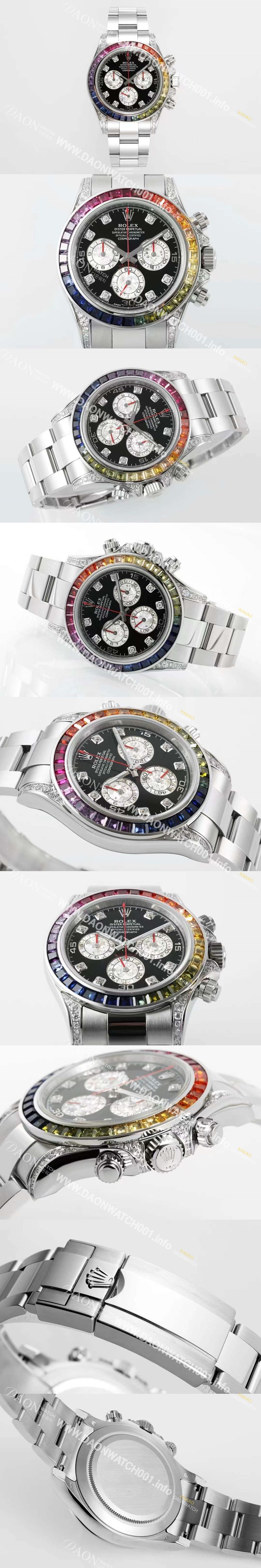 미러급 로렉스 남성용 데이토나 레인보우 116599 RBOW 크로노그래프 40mm 오토매틱 Cal.4130타입 블랙 다이얼 rol5434 Ⅳ