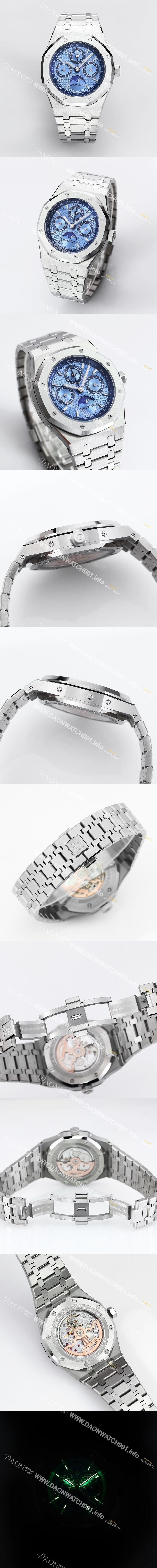 미러급 오데마피게 남성용 로얄오크 26574 퍼페츄얼 캘린더 문페이즈 41mm 아이스블루 다이얼 신형 5134 오토매틱 무브먼트 aud4210 Ⅳ