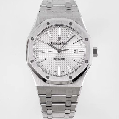 미러급 오데마피게 남성용 하이엔드 로얄오크 15400ST.OO.1220ST.02 오토매틱 Cal.3120타입 41mm 실버 와플 다이얼 AUD4230 Ⅳ