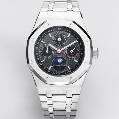 미러급 오데마피게 남성용 로얄오크 26574 퍼페츄얼 캘린더 문페이즈 41mm 다크 그레이 다이얼 신형 5134 오토매틱 무브먼트 AUD4206 Ⅳ