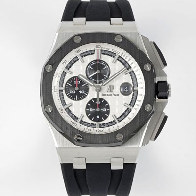 미러급 오데마피게 남성용 NEW MOVT UP!! 로얄오크 오프쇼어 26400SO.OO.A002CA.01 블랙 세라믹 베젤 크로노그래프 화이트 와플 다이얼 오토매틱 무브먼트 AUD0203 Ⅳ