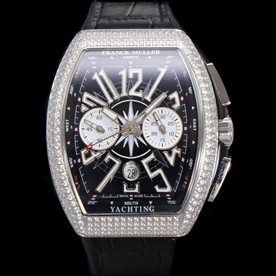 미러급 프랭크뮬러 남성용 뱅가드 다이아셋팅 오토매틱 크로노그래프 7750 타입 44mm 가죽줄 블랙 다이얼 fra8244 Ⅳ