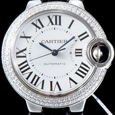 미러급 까르띠에 남성용 신형 UP!!발롱블루 드 까르띠에 WE900651 33-36mm 사이즈 최상급 다이아몬드 세팅 베젤 화이트 실버 썬더스트 다이얼 오토매틱 무브먼트 CAR0006 Ⅳ