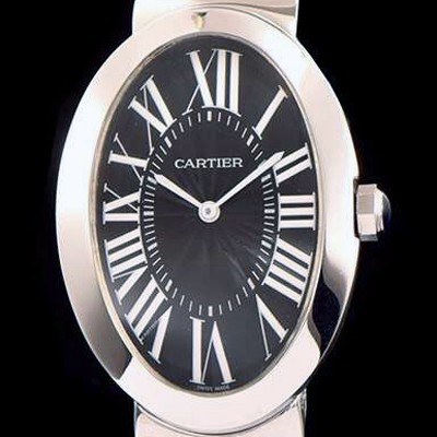 미러급 까르띠에 여성용 베누아 스위스 쿼츠 실버 베젤 블랙 다이얼 CAR0010 Ⅳ
