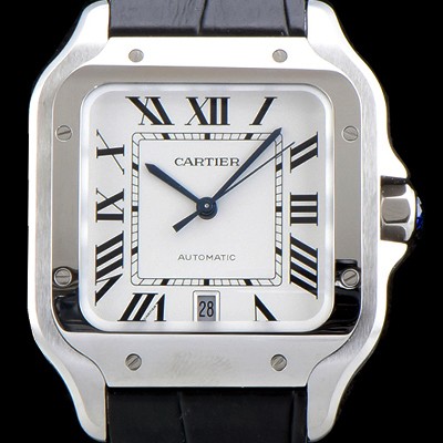 미러급 까르띠에 남성용 산토스 드 까르띠 WSSA0009 라지 모델-데이트 정품 동일 사이즈 실버 마감 오팔린 다이얼 오토매틱 무브먼트 CAR4000 Ⅳ