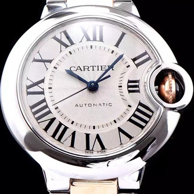 미러급 까르띠에 남성용 남녀 베스트모델!!발롱블루 드 까르띠에 W6920098 18K 로즈골드 투톤콤비 화이트 실버 썬더스트 다이얼 오토매틱 무브먼트 CAR0036 Ⅳ