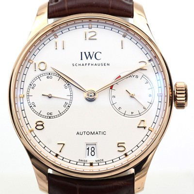 미러급 아이더블유씨 남성용 포루투기즈 IW500701 오토매틱 7데이즈 스틸 로즈골드 화이트다이얼 IWC0405 Ⅳ
