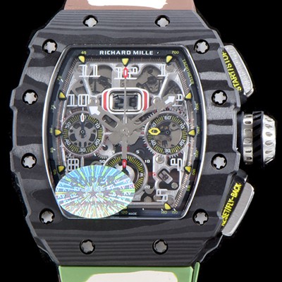 미러급 리차드밀레 남성용 오토매틱 플라이백 RM11-03 오버사이즈 데이트 크로노그래프레드 포지드 카본 케이스 스켈레톤 다이얼 오토매틱 무브먼트 RIC0241 Ⅳ