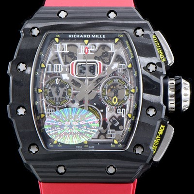 미러급 리차드밀레 남성용 오토매틱 플라이백 RM11-03 오버사이즈 데이트 크로노그래프레드 포지드 카본 케이스 스켈레톤 다이얼 오토매틱 무브먼트 ric0278 Ⅳ