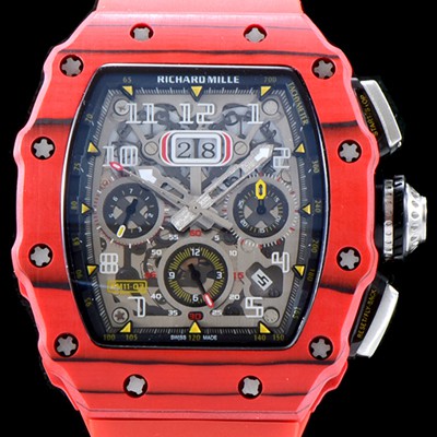 미러급 리차드밀레 남성용 오토매틱 플라이백 RM11-03 오버사이즈 데이트 크로노그래프레드 카본 TPT 스켈레톤 다이얼 오토매틱 무브먼트 RIC0401 Ⅳ