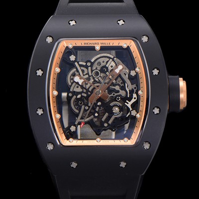 미러급 리차드밀레 남성용 RM055 블랙 PVD코딩 케이스 스켈레톤 다이얼 블랙 러버 스트랩 기계식 수동형 무브먼트 RIC0424 Ⅳ