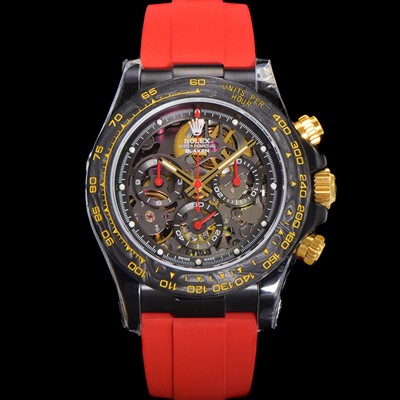 미러급 로렉스남성용 데이토나 카본 베젤 40mm 크로노그래프 오토매틱 Cal.4130 무브먼트 스켈레톤 다이얼 rol5374 Ⅳ