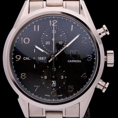 미러급 태그호이어 남성용 까레라 칼리버 1887 크로노그래프 블랙 다이얼 7750 오토매틱 TAG4202 Ⅳ