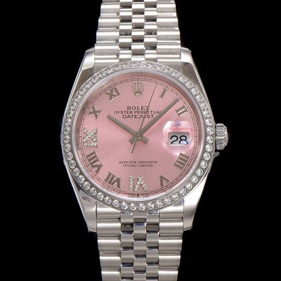 미러급 로렉스 남성용 데이저스트 m126284 로마인덱스 36mm 보석/큐빅 오토매틱 Cal.3235 무브먼트 핑크 다이얼 rol5361 Ⅳ