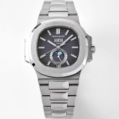 미러급 파텍필립 남성용 노틸러스 5726/1A-001 오토매틱 Cal.324 타입 40미리 문페이즈 메탈줄/밴드 블랙 다이얼 PAT75411 Ⅳ