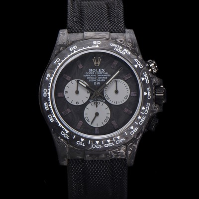 미러급 로렉스 남성용 데이토나 포지드카본 커스텀 40미리 크로노그래프 오토매틱 Cal.4130 무브먼트 블랙 다이얼 ROL79697 Ⅳ
