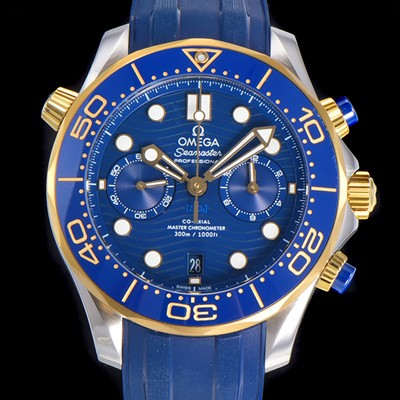 미러급 오메가 남성용 씨마스터 디버 300M 코엑시얼 크로노그래프 P. 9900타입 44mm 러버우레탄밴드 블루다이얼   omg24536 Ⅳ