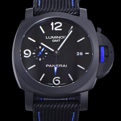 미러급 파네라이 남성용 루미노르 PAM01176 GMT 퓨전 오토매틱 Cal.P9010 무브먼트 블랙 다이얼 pan08394 Ⅳ