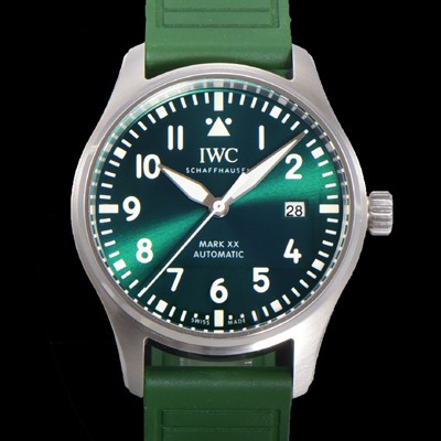 미러급 아이더블유씨 남성용 파일럿 마크18 IW328205 오토매틱 40mm 러버밴드 그린 다이얼 iwc9203 Ⅳ