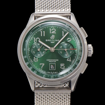 미러급 브라이틀링 남성용 프리미에르 AB0145371L1P1 크로노그래프 7750 타입 오토매틱 42mm 메쉬밴드 그린 다이얼 bre6017 Ⅳ