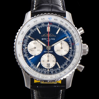 미러급 브라이틀링 남성용 네비타이머 AB0139631C1P1 크로노그래프 ETA7750-2 타입 오토매틱 43mm 가죽줄 블루 다이얼 bre5998 Ⅳ