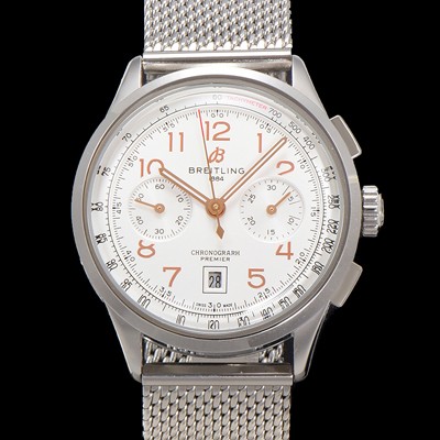 미러급 브라이틀링 남성용 프리미에르 AB0145211G1P1 크로노그래프 7750 타입 오토매틱 42mm 메쉬밴드 화이트 다이얼 bre6018 Ⅳ