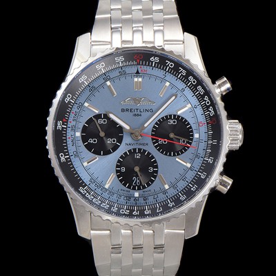 미러급 브라이틀링 남성용 네비타이머 AB0138241C1A1 크로노그래프 ETA7750-2 타입 오토매틱 43mm 메탈줄 아이스 블루 다이얼 bre6009 Ⅳ