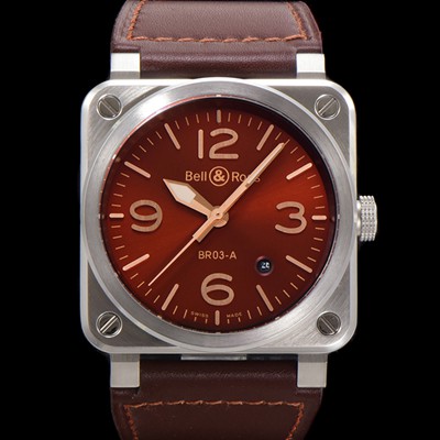 미러급 벨앤로즈 남성용 BR03A 스테인레스 스틸 오토매틱 9015 타입 41mm 가죽줄 버건디 다이얼 bel4104 Ⅳ