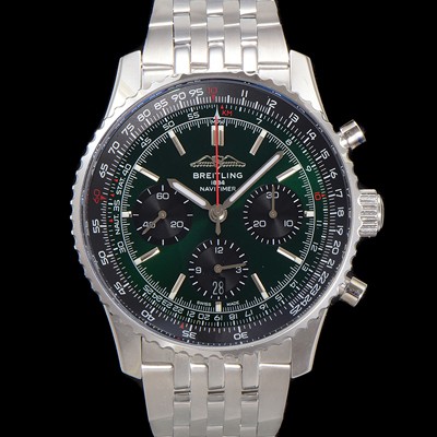 미러급 브라이틀링 남성용 네비타이머 AB0137241L1A1 크로노그래프 ETA7750-2 타입 오토매틱 43mm 메탈줄 아이스 그린 다이얼 bre6010 Ⅳ
