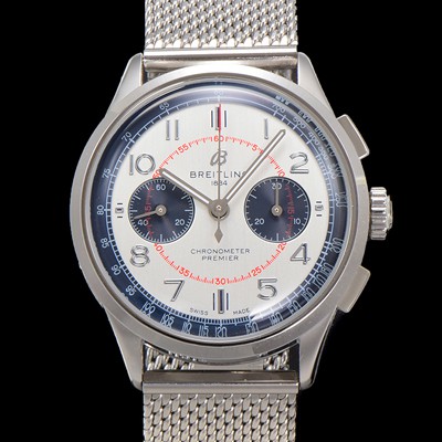 미러급 브라이틀링 남성용 프리미에르 AB0018A71G1P1 크로노그래프 7750 타입 오토매틱 42mm 메쉬밴드 화이트 다이얼 bre6011 Ⅳ