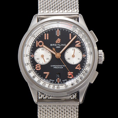 미러급 브라이틀링 남성용 프리미에르 크로노그래프 7750 타입 오토매틱 42mm 메쉬밴드 블랙 다이얼 bre6021 Ⅳ