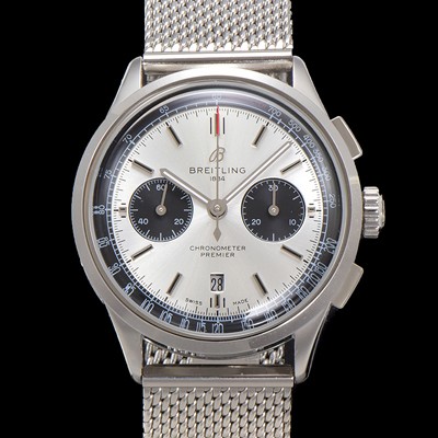 미러급 브라이틀링 남성용 프리미에르 AB0118221G1P2 크로노그래프 7750 타입 오토매틱 42mm 메쉬밴드 화이트 다이얼 bre6012 Ⅳ