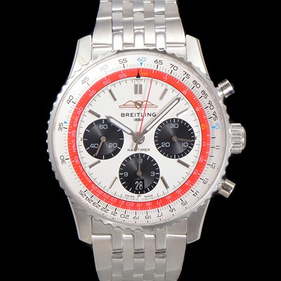 미러급 브라이틀링 남성용 네비타이머 AB01383B1G1A1 크로노그래프 ETA7750-2 타입 오토매틱 43mm 메탈줄 화이트 다이얼 bre6004 Ⅳ