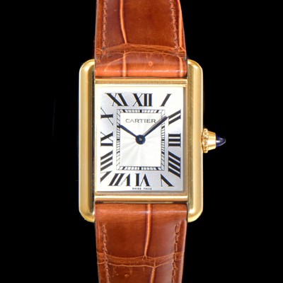 미러급 까르띠에 여성용 신상 탱크 W1529756 실버 다이얼 33.7mm 옐로우골드 악어가죽 쿼츠 무브먼트 car69359 Ⅳ
