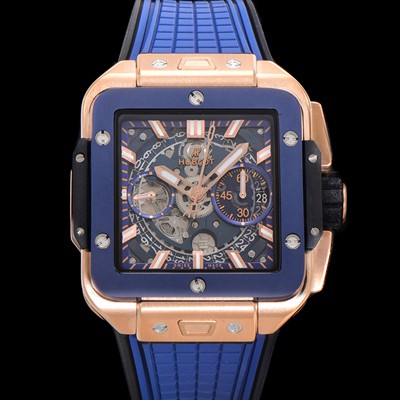 미러급 휴블렛 남성용 스퀘어 뱅 유니코 821.OL.5180.RX 스켈레톤 다이얼 티타늄 에디션 18K 로즈골드 42미리 오토매틱 무브먼트 우레탄 러버밴드 hub2133 Ⅳ