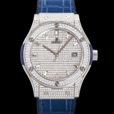 미러급 휴블렛 남성용 클래식 퓨전 565.NX.9010.LR.1704 다이아몬드 셋팅 큐빅/보석 다이얼 42미리 오토매틱 2892 타입 가죽/우레탄 믹스밴드 hub2125 Ⅳ