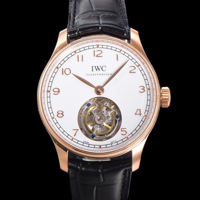 미러급 아이떠블유씨 남성용 포르투기저 IW545801 핸드 와인드 투르비옹 18K 로즈골드 42.4mm 가죽줄 화이트 다이얼 iwc71020 Ⅳ