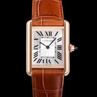 미러급 까르띠에 여성용 신상 탱크 WGTA0011 실버 다이얼 33.7mm 로즈골드 악어가죽 쿼츠 무브먼트 car69355 Ⅳ