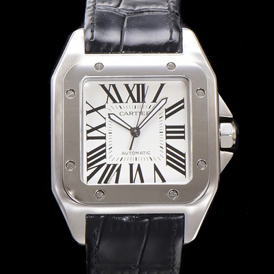 미러급 까르띠에 산토스 100 W20073X8 오토매틱 ETA2824-2 타입 남성용 51mm 가죽줄 화이트 다이얼 car69319 Ⅳ