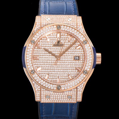 미러급 휴블렛 남성용 클래식 퓨전 565.OX.9010.LR.1704 다이아몬드 셋팅 큐빅/보석 다이얼 18K로즈골드 42미리 오토매틱 2892 타입 가죽/우레탄 믹스밴드 hub2129 Ⅳ