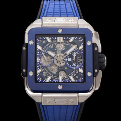 미러급 휴블렛 남성용 스퀘어 뱅 유니코 821.NL.5170.RX 스켈레톤 다이얼 티타늄 에디션 42미리 오토매틱 무브먼트 우레탄 러버밴드 hub2130 Ⅳ