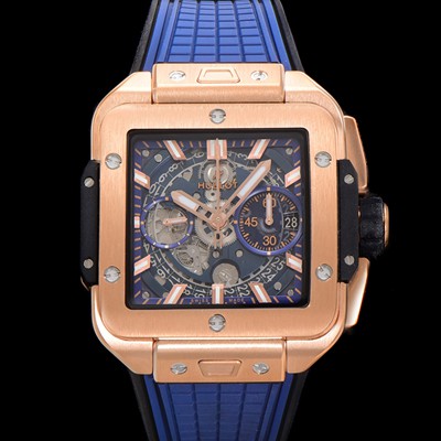 미러급 휴블렛 남성용 스퀘어 뱅 유니코 821.OX.5180.RX 스켈레톤 다이얼 티타늄 에디션 18K 로즈골드 42미리 오토매틱 무브먼트 우레탄 러버밴드 hub2132 Ⅳ