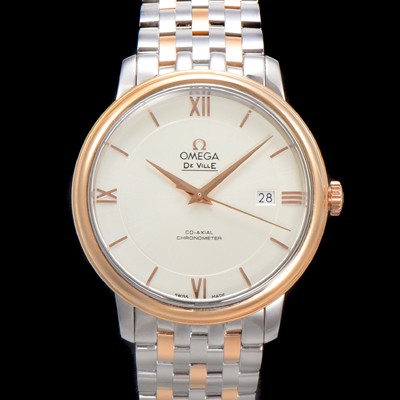 미러급 오메가 남성용 드빌 프레스티지 424.20.37.20.02.002 오토매틱 Cal.8800타입 39.5mm 18K 로즈골드 메탈줄 화이트 다이얼 omg20200 Ⅳ